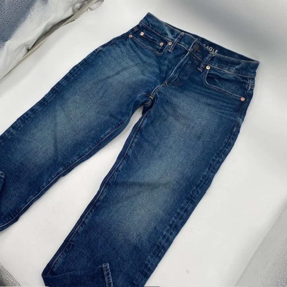 American Eagle Original Straight Jeans Mens 28x28 Blue Medium Wash Stretch Denim